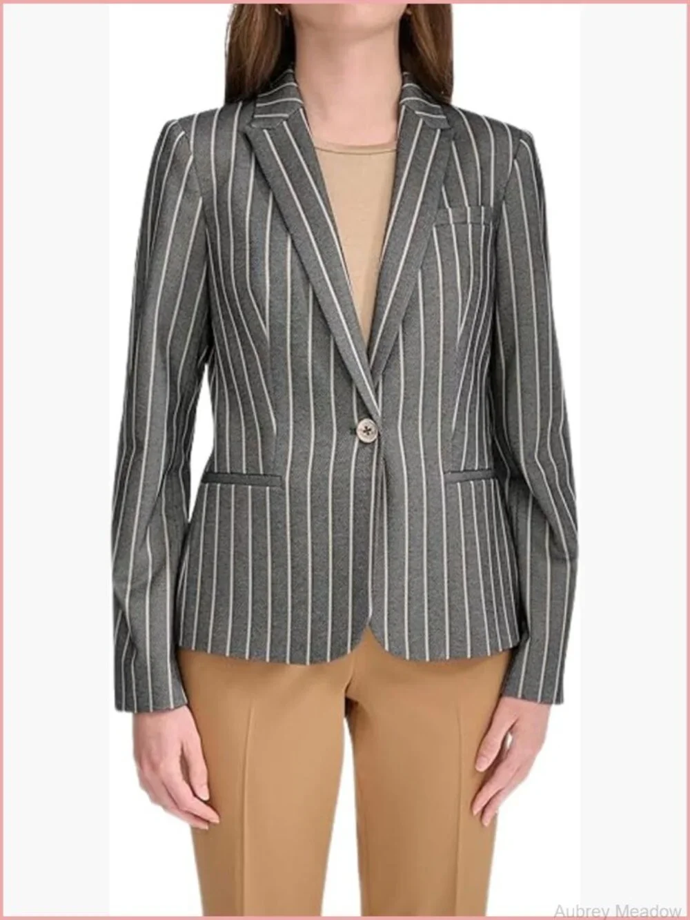 Single Button Notch Collar Blazer Jacket Work Suit Office